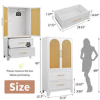 Armoire penderie en rotin avec tiroir et tringle à vêtements - 165H x 80L x 45P cm