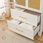 Armoire penderie en rotin avec tiroir et tringle à vêtements - 165H x 80L x 45P cm