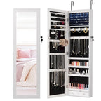 Armoire à bijoux murale ou à suspendre en bois blanc de 14 po de largeur avec miroir pleine longueur et serrure