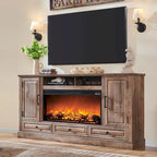 Meuble TV de cheminée de ferme pour téléviseur de 80 pouces, Centre de divertissement