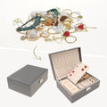 Boîte à bijoux 2 couches pour filles et femmes, cadeaux d'anniversaire, organisateur de bijoux en cuir PU avec tiroir, plateau à bijoux amovible