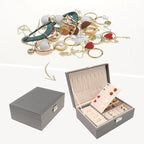 Boîte à bijoux 2 couches pour filles et femmes, cadeaux d'anniversaire, organisateur de bijoux en cuir PU avec tiroir, plateau à bijoux amovible