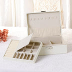 Boîte à bijoux 2 couches pour filles et femmes, cadeaux d'anniversaire, organisateur de bijoux en cuir PU avec tiroir, plateau à bijoux amovible