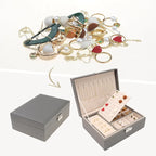 Boîte à bijoux 2 couches pour filles et femmes, cadeaux d'anniversaire, organisateur de bijoux en cuir PU avec tiroir, plateau à bijoux amovible