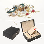 Boîte à bijoux 2 couches pour filles et femmes, cadeaux d'anniversaire, organisateur de bijoux en cuir PU avec tiroir, plateau à bijoux amovible