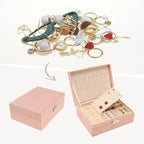 Boîte à bijoux 2 couches pour filles et femmes, cadeaux d'anniversaire, organisateur de bijoux en cuir PU avec tiroir, plateau à bijoux amovible