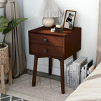 Table de chevet compacte à 2 tiroirs en bois style Mid-Century Modern