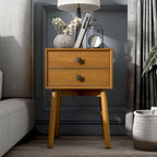 DH BASIC Mid-Century Modern Wood 2-Drawer Compact Nightstand Side Table by 