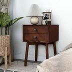 Table de chevet compacte à 2 tiroirs en bois style Mid-Century Modern