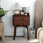 Table de chevet compacte à 2 tiroirs en bois style Mid-Century Modern