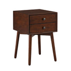 Table de chevet compacte à 2 tiroirs en bois style Mid-Century Modern
