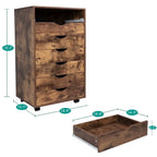 Meuble de rangement à tiroirs pour bureau 7 tiroirs, unité de classement mobile avec roulettes pivotantes, rangement d'artisanat pour la maison, le bureau