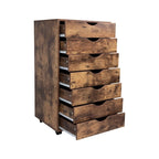 Meuble de rangement à tiroirs pour bureau 7 tiroirs, unité de classement mobile avec roulettes pivotantes, rangement d'artisanat pour la maison, le bureau