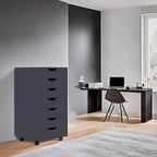 Meuble de rangement à tiroirs pour bureau 7 tiroirs, unité de classement mobile avec roulettes pivotantes, rangement d'artisanat pour la maison, le bureau