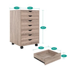 Meuble de rangement à tiroirs pour bureau 7 tiroirs, unité de classement mobile avec roulettes pivotantes, rangement d'artisanat pour la maison, le bureau
