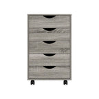 Commode à 5 tiroirs, commode de rangement en bois avec roulettes, organisateur de rangement pour travaux manuels et unité de rangement de bureau avec tiroirs