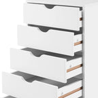 Commode à 5 tiroirs, commode de rangement en bois avec roulettes, organisateur de rangement pour travaux manuels et unité de rangement de bureau avec tiroirs