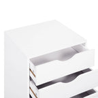 Commode à 5 tiroirs, commode de rangement en bois avec roulettes, organisateur de rangement pour travaux manuels et unité de rangement de bureau avec tiroirs
