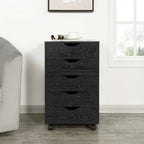 Commode à 5 tiroirs, commode de rangement en bois avec roulettes, organisateur de rangement pour travaux manuels et unité de rangement de bureau avec tiroirs