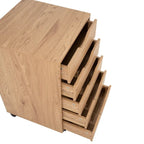 Commode à 5 tiroirs, commode de rangement en bois avec roulettes, organisateur de rangement pour travaux manuels et unité de rangement de bureau avec tiroirs