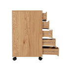 Commode à 5 tiroirs, commode de rangement en bois avec roulettes, organisateur de rangement pour travaux manuels et unité de rangement de bureau avec tiroirs
