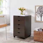 Commode à 5 tiroirs, commode de rangement en bois avec roulettes, organisateur de rangement pour travaux manuels et unité de rangement de bureau avec tiroirs