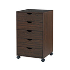 Commode à 5 tiroirs, commode de rangement en bois avec roulettes, organisateur de rangement pour travaux manuels et unité de rangement de bureau avec tiroirs