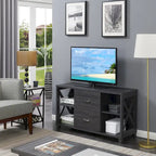 Meuble TV de luxe avec 2 tiroirs et étagères, pour téléviseurs jusqu'à 55 pouces