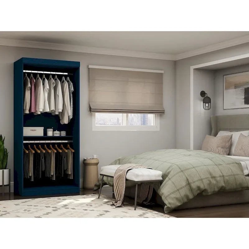 Armoire penderie moderne double ouverte de 35,9 po avec 2 tringles de suspension