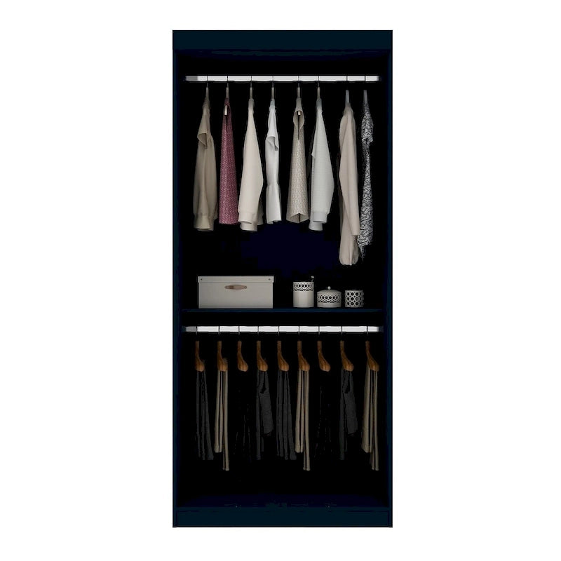 Armoire penderie moderne double ouverte de 35,9 po avec 2 tringles de suspension