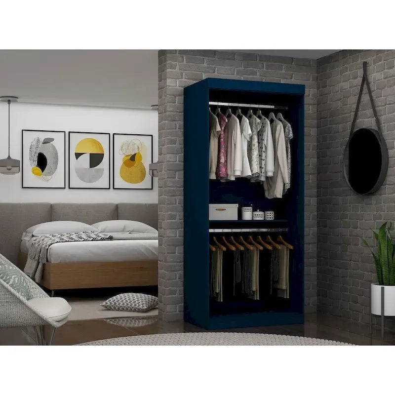 Armoire penderie moderne double ouverte de 35,9 po avec 2 tringles de suspension