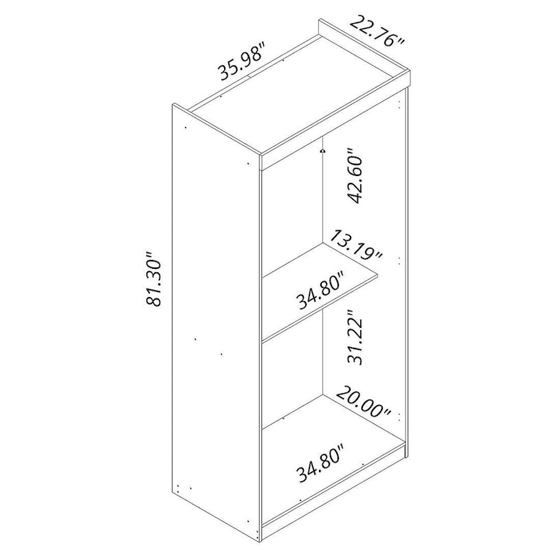Armoire penderie moderne double ouverte de 35,9 po avec 2 tringles de suspension