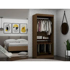 Armoire penderie moderne double ouverte de 35,9 po avec 2 tringles de suspension