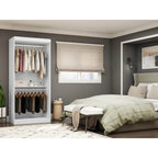 Armoire penderie moderne double ouverte de 35,9 po avec 2 tringles de suspension