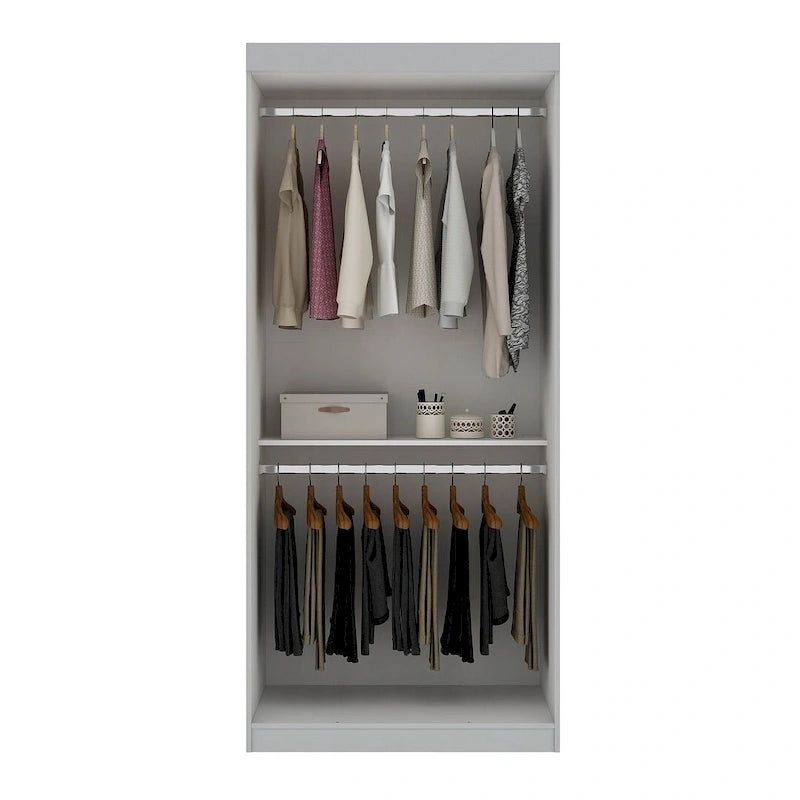 Armoire penderie moderne double ouverte de 35,9 po avec 2 tringles de suspension