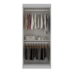 Armoire penderie moderne double ouverte de 35,9 po avec 2 tringles de suspension
