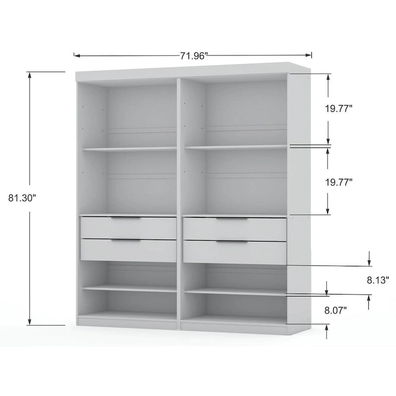 Ouvrir 2 armoires de garde-robe modernes sectionnelles
