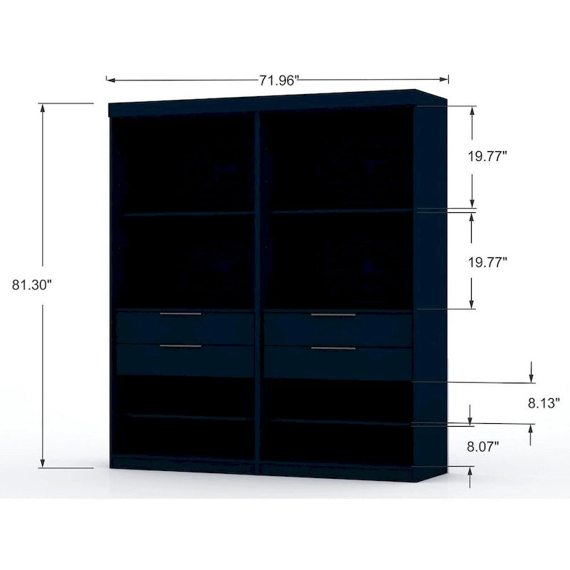 Ouvrir 2 armoires de garde-robe modernes sectionnelles