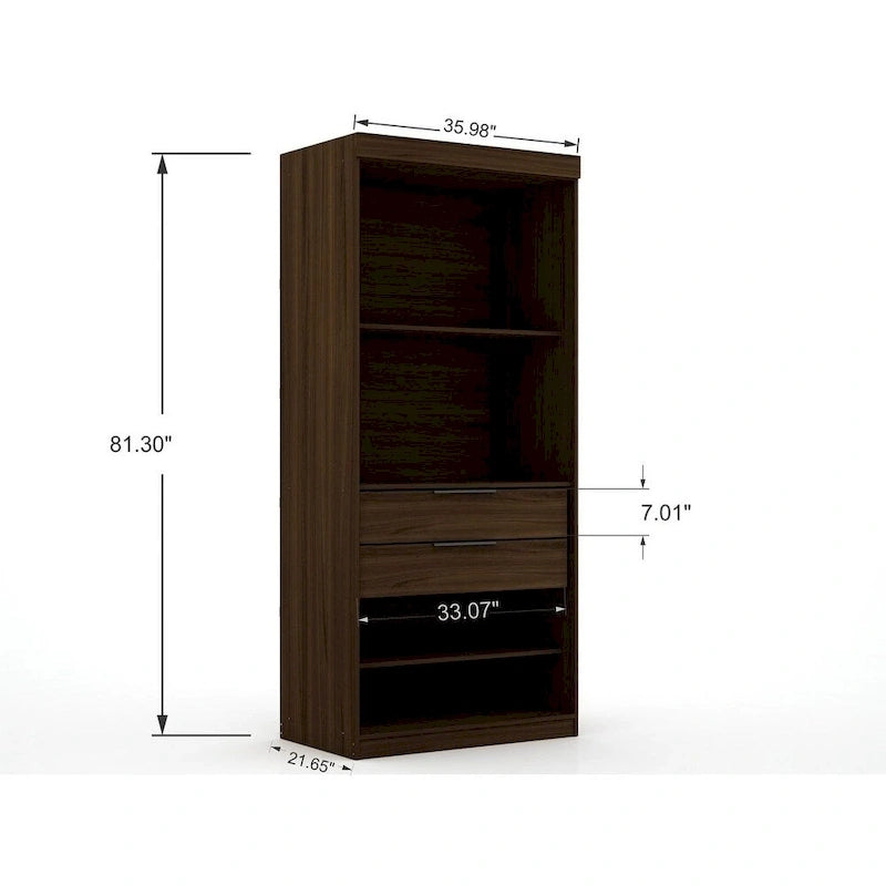 Ouvrir 2 armoires de garde-robe modernes sectionnelles