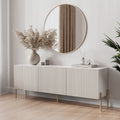  Selline Beige TV Stand Console Fits TV's up to 65 in. with Metal Legs in Art Deco Design