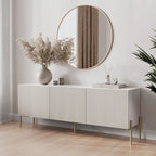  Selline Beige TV Stand Console Fits TV's up to 65 in. with Metal Legs in Art Deco Design