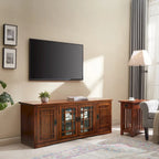  Solid Wood Mission Oak Four Door TV Stand