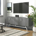 Meuble TV moderne avec base métallique, 4 portes, 60 pouces