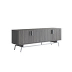 Meuble TV moderne avec base métallique, 4 portes, 60 pouces
