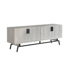 Meuble TV moderne avec base métallique, 4 portes, 60 pouces