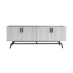 Meuble TV moderne avec base métallique, 4 portes, 60 pouces