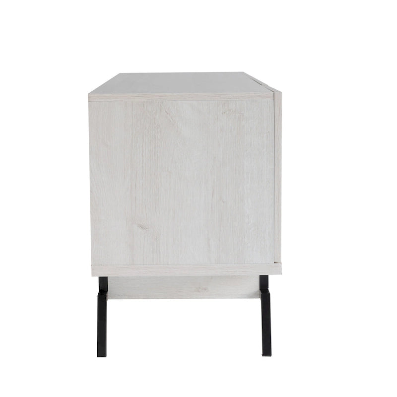 Meuble TV moderne avec base métallique, 4 portes, 60 pouces