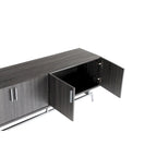 Meuble TV moderne avec base métallique, 4 portes, 60 pouces