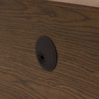 Meuble TV minimaliste avec tiroirsConsole multimédia en bois massif avec placards, porte abattante, placage noyer, entièrement assemblé
