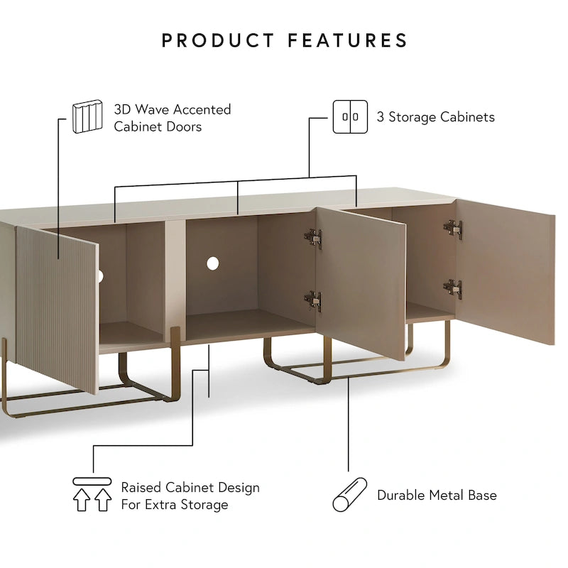Meuble TV moderne à 3 portes de 150 cm